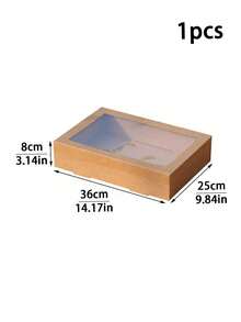 1/2 hộp giấy Kraft nâu hình chữ nhật có nắp và cửa sổ trong suốt dùng để nướng bánh, gà rán, pizza, bánh sandwich, hộp đựng trái cây, thích hợp cho dã ngoại, cắm trại, ngoài trời, tiệc tùng, sinh nhật, cửa hàng pizza, cửa hàng gà rán - màu nâu - Xem 12