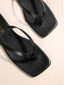 New Spring/Summer Women Chocolate Brown Flip Flops, Round Toe Flat Sandals, Casual Indoor/Outdoor Slippers - màu đen - Xem 7