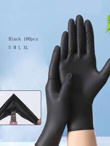 Black Disposable Nitrile Gloves, Box Of 100,4 Mil,Kitchen Cleaning Supplies, Waterproof And Durable - Black - View 2