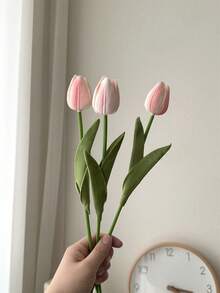 3pcs Artificial Tulip Flowers Decor, Home Accents, Living Room & Bedroom Decoration, Fake Flowers, Flower Bouquet, Christmas Decorations, Home Decor, Craft Supplies