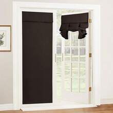 RYB Home French Door Curtains - Privacy Blackout Window Tie Up Shades  For Kitchen Dining Kids Nursery Bathroom Tricia Door Covering, W 26 X L 72 Inches, Brown, 1 Panel - 布朗尼奇 - 查看 1