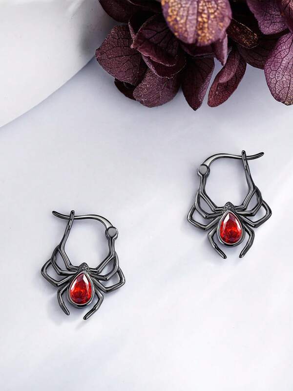 1 Pair Fashion Cubic Zirconia Bat/Spider Earrings, Women Jewelry Halloween Gift