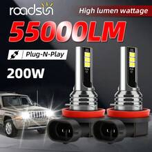 2 个 9005/HB3 9006/HB4 H11 5202 6000K 白色 LED 大灯雾灯泡，200W 55000 流明超亮灯泡，不含电池，高功率 12SMD 芯片，CANBUS，无错误，亮度提高 800%，易于安装，即插即用，防水，使用寿命长 - 銀色 - 查看 16
