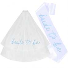 1 Set (2pcs) Fashionable Bride Double-Layer Veil With Strap, Solid Color Printed Wedding Essential Bachelorette Party Accessory