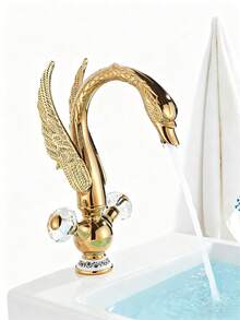 Modern Basin Faucet Swan Two-Handle Single-Hole Basin Faucet Mixer Tap - 金色 - 查看 1