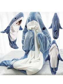 62.9 Inches  Randomly Shipped In Blue Or Pink,  The Wearable Shark Blanket Is Versatile And Can Be Used In Various Settings. It Can Be Worn While Lounging At Home, Watching TV, Or Even As A Fun Costume For Parties Or Halloween. It Is Suitable For Both - Màu sắc ngẫu nhiên - Xem 6