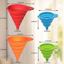 4pcs Silicone Portable Funnel, Extendable Folding Funnel, Kitchen Liquid Dispensing Mini Small Funnel, Soft And Flexible Kitchen Funnel, Essential Kitchen Tool Accessories For Easy Cleaning