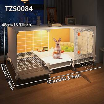 Rabbit Cage With Litter Box, Indoor Rabbit Villa, Guinea Pig Cage With Separate Nest Area And Tray
