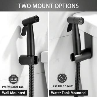 Stainless Steel Handheld Bidet Sprayer (Single Hand Sprayer/Or Complete Bidet Sprayer Set) - Modern High Pressure Toilet Faucet, Brushed Metal Finish, No Batteries Or Electricity Required, Handheld Bidet Sprayer, Single Hole Mount