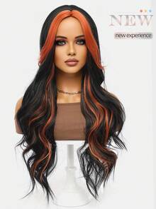 clouder Black Highlight Orange Extra Long Curly Wig 30 Inch Cosplay Wig Halloween Christmas Wig Elegant Soft Matte Hair Loose Curls Casual Outing Street Punk Wig Rock Wig Fluffy Natural Cool Girl Synthetic Heat-Resistant Fiber Wig Suitable For Women Daily Party Wig Music Festival Wig Avant-Garde College Style Wig Modern Fashion Gothic Wig - 挑染棕色 - 查看 6