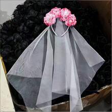 万圣节仿真花头带，新娘面纱玫瑰蕾丝网状发夹，舞台表演道具 - 彩色 - 查看 18