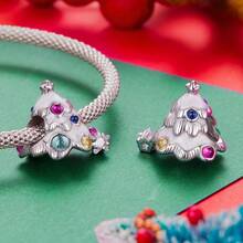 bamoer Accesorios de cuentas de Bamoe Charm Navidad Lindo Viento Cuentas Árbol de Navidad Muñeco de Nieve DIY Pulsera Cuentas Europeas y Americanas Campana de Navidad Cuentas de Plata S925 Joyería de Mujer