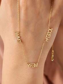 1pc Custom 18K Gold Plated Necklace, With English Name 3 Names Women Custom Necklace, Girlfriend Birthday Gift, Holiday Gift Valentine's Day Gift Is For Girlfriend Mother Graduation Christmas Gift - Multicolor 4 - View 6