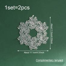 1 set (2 pièces) - Ensemble de couronnes de fleurs en forme de flocon de neige, pendentif de décoration de sapin de Noël en cristal, pendentif de décoration de scène de fête de Noël, fournitures de décoration de flocons de neige simulés pour la saison hivernale