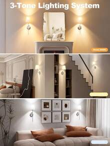 2 luminárias de parede recarregáveis, lâmpadas removíveis e com controle remoto, cores RGB ajustáveis e 3 temperaturas de cor, luzes de parede sem fio para sala de estar, quarto, cabeceira, escadas, iluminação interna