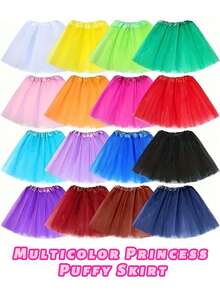 适合 3-12 岁女孩的芭蕾舞裙，三层芭蕾舞服装，适合万圣节家庭派对芭蕾舞圣诞节礼物 - 彩色 - 查看 1