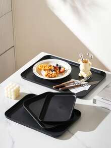 Rectangular Trays Available In Large, Medium, And Small Sizes, Plastic Restaurant Dining Plates, Household Cups, Tea Trays, Fast Food BBQ Plates, Kitchen Supplies Suitable For Everyday Family Life, Festive Parties, Christmas, And Essential Items For Holidays.