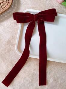 1pc Women's Burgundy Velvet Hair Bows Fashionable Hair Ribbon Simple Hair Clip With Bow Knot Detail, Suitable For Daily Use Elegant Claw Clips Hair Claws Hair Barrettes, School Stuff, College, Hair Slide