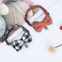 1pc Stylish Plaid Bow-Tie Cat Collar - Adjustable & Comfortable Fit, Fashion Accessory For Your Feline