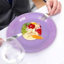 10pcs/20pcs/50pcs Purple Paper Plates Party Supplies Disposable Dessert Cake Paper Plates 9 Inch Dinner Plates For Birthday,Wedding,Christmas - Purple - View 5