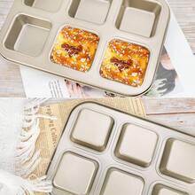 Khuôn vuông 6/12/48 Khuôn bánh mì nướng mini Khuôn bánh mì cổ điển Khay nướng chống dính, Khay nướng nhiều ngăn dùng tại nhà, Khay nướng bánh mini - Vàng - Xem 6