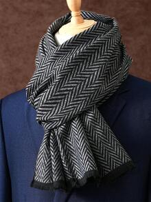 1pc Men's Business Luxury Scarf, Unisex Shawl, Men's Printed Scarf 180*30CM, Suitable For Business, Fashion Tassel Scarf, Classic Plaid Scarf