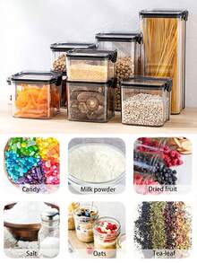 1 Stück quadratischer Lebensmittelbehälter, luftdichte Lebensmittelbehälter mit Deckel, verschiedene Getreidespeicherbox, transparenter versiegelter Plastikbehälter, Kühlschrankfrischhaltekasten, verschlossenes Glas, stapelbare Lebensmittelbehälter, luftdichte Lebensmittelbehälter, Haushaltsspeicherglas - Verschiedenfarbig - Übersicht 9