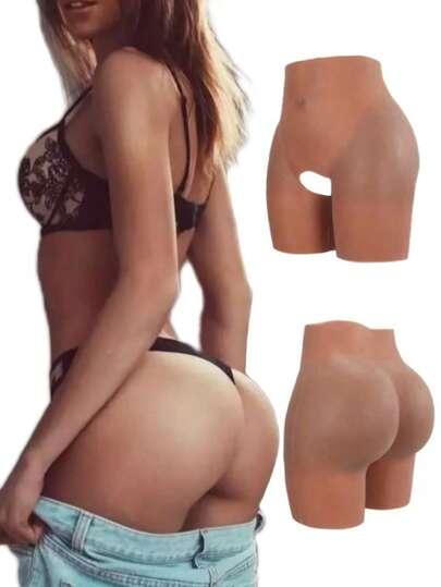 欧美热销硅胶提臀短裤，男女通用高腰塑形假臀裤，加厚设计提拉蜜桃臀，适合日常运动穿着，自信塑形