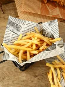 50 张/包，防油，防水，复古报纸图案，圣诞包装纸，烘焙纸，包装纸，三明治包装，炸鸡，炸薯条，汉堡内衬，家庭使用，圣诞装饰，派对用品，厨房配件，食品包装，餐具，装饰纸，家庭聚会（随机图案，不对称位置） - 彩色 - 查看 7