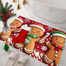 1pc Comfortable Christmas, Santa Claus Printed Faux Wool Bathroom Mat, Kitchen Mat, Doormat - Super Soft Microfiber, Suitable For Kitchen, Bathroom, Decorative Doormat - Multicolor - View 9
