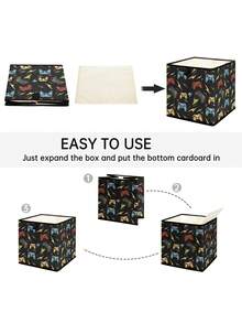 1pc Handle Printed Open Storage Box, Stackable Organizer Drawers, Durable Multi-Purpose Space-Saving Design For Home, Dorm, Household Organization, Under Bed Storage