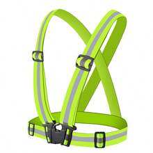 Outdoor Supplies Reflective Elastic Vest Night Running Cycling Reflective-Cloth Adjustable Safety-Vest Riding Equipment Unisex Light High Visibility Safety Vest With Storage Bag Night Construction Cycling Traffic Coat Running Working - Green - View 1