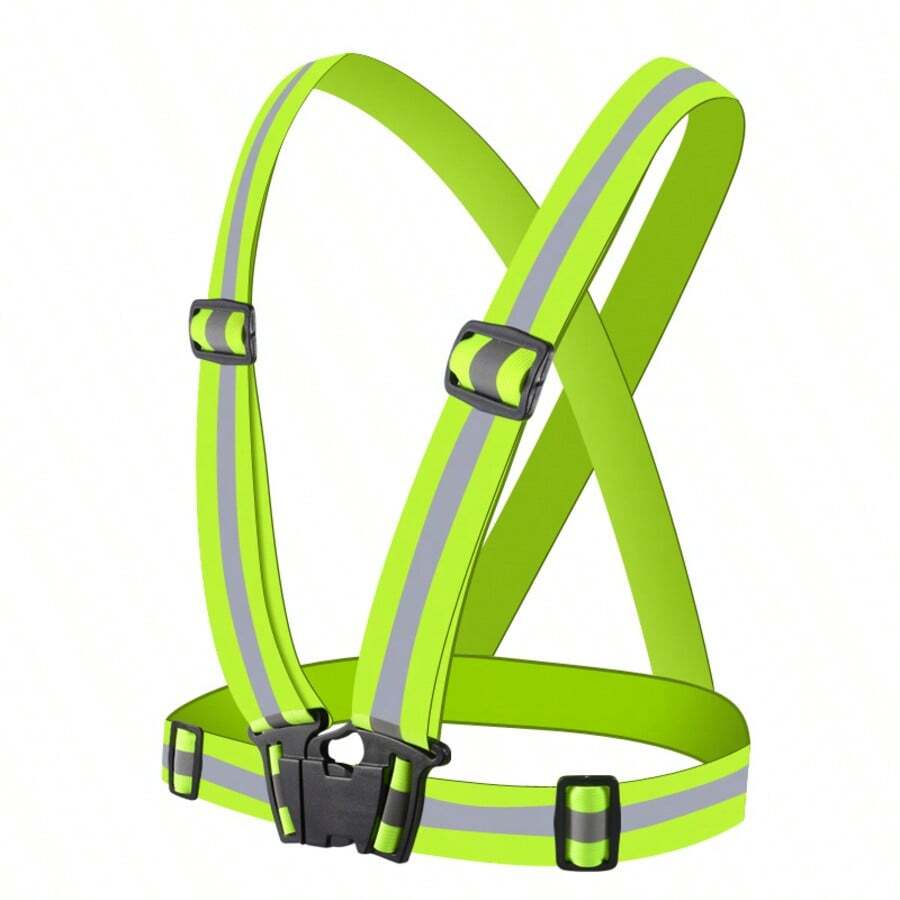 Outdoor Supplies Reflective Elastic Vest Night Running Cycling Reflective-Cloth Adjustable Safety-Vest Riding Equipment Unisex Light High Visibility Safety Vest With Storage Bag Night Construction Cycling Traffic Coat Running Working - Green - View 1