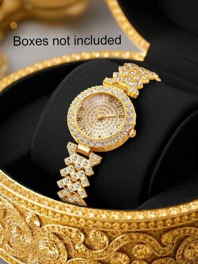 1 pieza Reloj de cuarzo elegante y de lujo para mujer - Adecuado para todas las ocasiones, un regalo maravilloso para las vacaciones