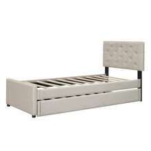 Upholstered Bed, 140x200cm, Bed With Slatted Base (Without Mattress), Bed With Storage Container, Velvet, Minimalist, - Beige + Velvet + 90cm*200cm - View 11