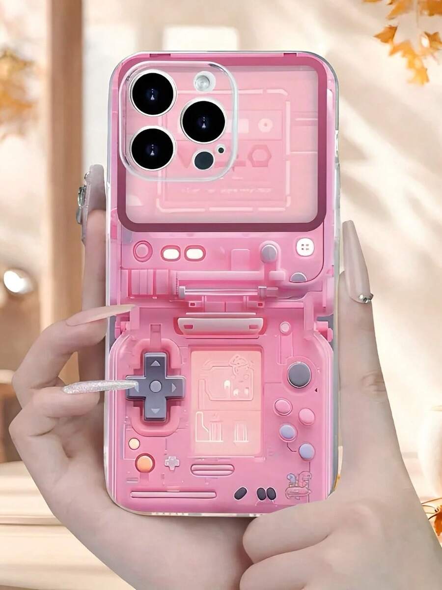 Pink Retro Game Console Phone Case Suitable For Compatible With IPhone 17,17Air,16,16E,15,14,13,12,11,X,XS,XSMAX,PLUS As Well As, Compatible With Samsung Galaxy S21/22/23/24/25 Ultra/FE+,A73/72/71/55/54/53/52/51/35/34/33/25/24/22/16/15/14/13/12 - 彩色 - 查看 1