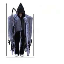 1 pièce Cape de costume de squelette d'Halloween, Cape sombre effrayante. Tenue de zombie mystérieux pour le jeu de rôle, Cape à capuche déchirée sombre pour fête et festival