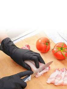 Black Disposable Nitrile Gloves, Box Of 100,4 Mil,Kitchen Cleaning Supplies, Waterproof And Durable - Black - View 4