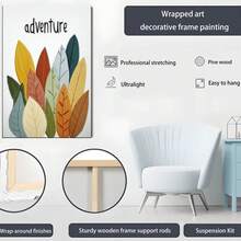 1PC Simple Colorful Pictures Of Large Leaves In Various Colors, And There Are Also Colors12X16inch And 16x24inch Framed , Classic Wooden Frame, Suitable For Living Room, Bedroom, Bathroom And Other Decorations, Perfect Gifts For Christmas, Halloween And Thanksgiving - 白色 - 查看 6