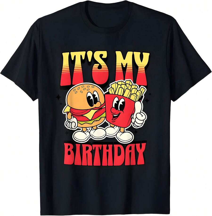 Burger Birthday Theme Burger And Fries Party T-Shirt (1)