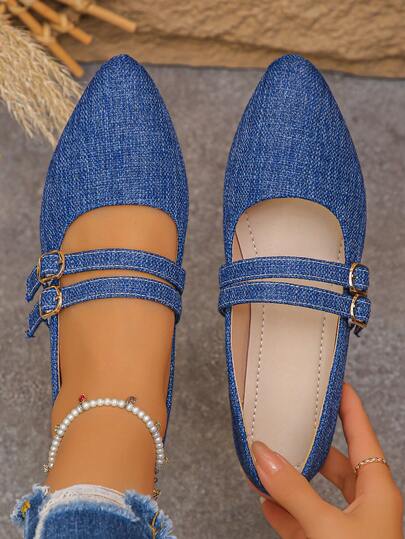 Plus Size 35-45 Women's Pointed Toe Slip-On Flats, New Spring/Autumn Outdoor Daily Commute Loafers, Navy Blue Soft Bottom Soft Face Work Shoes, Driving Moccasins