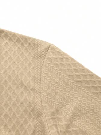 男士提花针织长袖上衣，秋冬简约立领汗衫，纯色圆领T恤，男士长袖T恤，送给男朋友的节日礼物