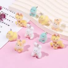 2 件装树脂植绒可爱熊企鹅兔子猫吊坠 DIY 珠宝配饰 - 彩色 - 查看 5