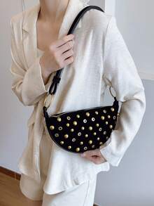 CHICVUE Steampunk Style Mushroom Rivet Shoulder Bag For Women Gifts - Black - View 6