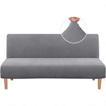 PRINCEDECO Armless Futon Cover Stretch Sofa Bed Slipcover Protector Elastic Feature Rich Textured High Spandex Small Checks Jacquard Fabric Futon Cover, Machine Washable - Bronze Green - View 1