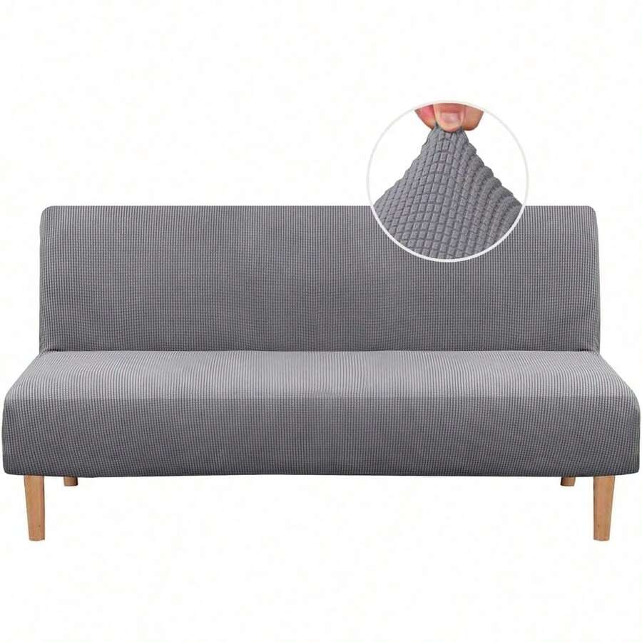 PRINCEDECO Armless Futon Cover Stretch Sofa Bed Slipcover Protector Elastic Feature Rich Textured High Spandex Small Checks Jacquard Fabric Futon Cover, Machine Washable - Bronze Green - View 1