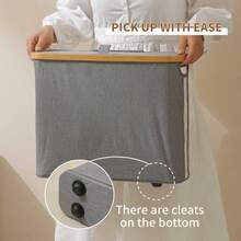 1 coș de rufe dreptunghiular din bambus cu capac, organizator de depozitare respirabil pentru role de hârtie igienică, robust pentru dormitor, baie, living cu mâner și capac - coș de depozitare subțire din rolă de hârtie, formă dreptunghiulară pentru organizarea casei, coșuri de rufe - Multicolor - Vizualizare 6