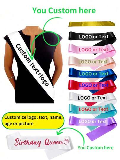 1Pc Custom Text Satin Ribbon, Personalized Quote Sash, Customized Birthday Sash, Customizable Bachelorette Sash,Ideal Gifts For Him, Ideal Gifts For Her Graduation