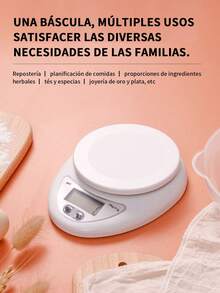 1pc Báscula Digital LED Electrónica de Cocina, Herramienta de Pesaje de Alimentos para Cocina y Restaurante, Herramienta de Repostería, 5Kg/1G,balanza Digital portátil, balanza de alimentos, medición de peso, báscula de cocina, accesorios de cocina,3 unidades de medición (g/oz/libras), base antideslizante. - Multicolor - Ver 8