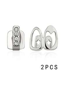 Hiphopowe, podwójne, puste w środku, serduszkowe grille na zęby, codzienne, pozłacane 14-karatowym złotem nakładki na zęby dla kobiet i mężczyzn, biżuteria, grille dentystyczne, popularne aparaty ortodontyczne hip-hop i ozdoby na zęby w stylu rap w Europie i Ameryce, złote zęby na Halloween, wydrążone wzory w kształcie serca i punkowe złocenie (dostawa losowa)